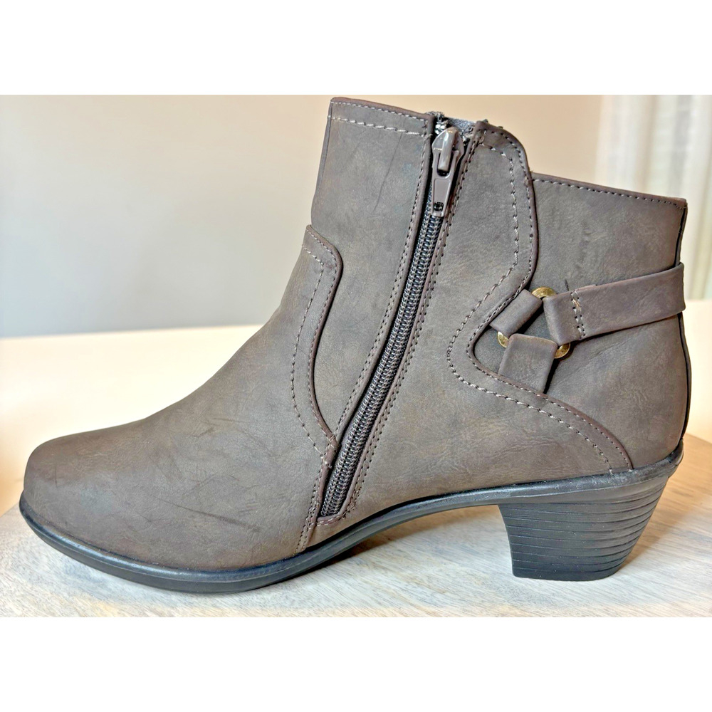 Easy Street Dawnta Brown Synethetic Ankle Boots Women's Size 11W Side Zipper - Picture 8 of 9